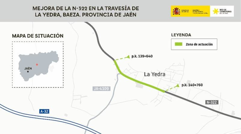 Transportes licita por 3,3 millones de euros las obras para la integración urbana de la N-322 en la travesía de La Yedra